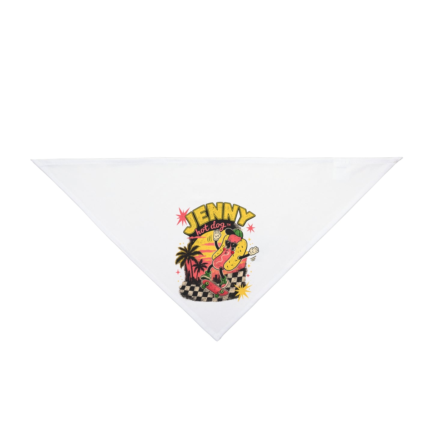 Pet Bandana — Retro 'Jenny' Surf Dog Bandana with Palm Trees & Checkered Design